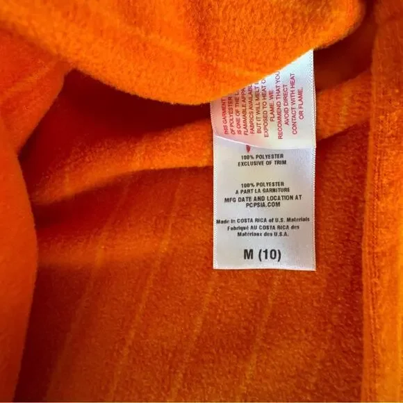 Patagonia Kid's Micro D Zip Neck Orange Quarter Zip Pullover Size 10 - Picture 7 of 7
